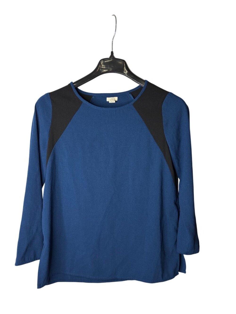 J,Crew Factory Blouse Top Size 6 Blue Black Polyester